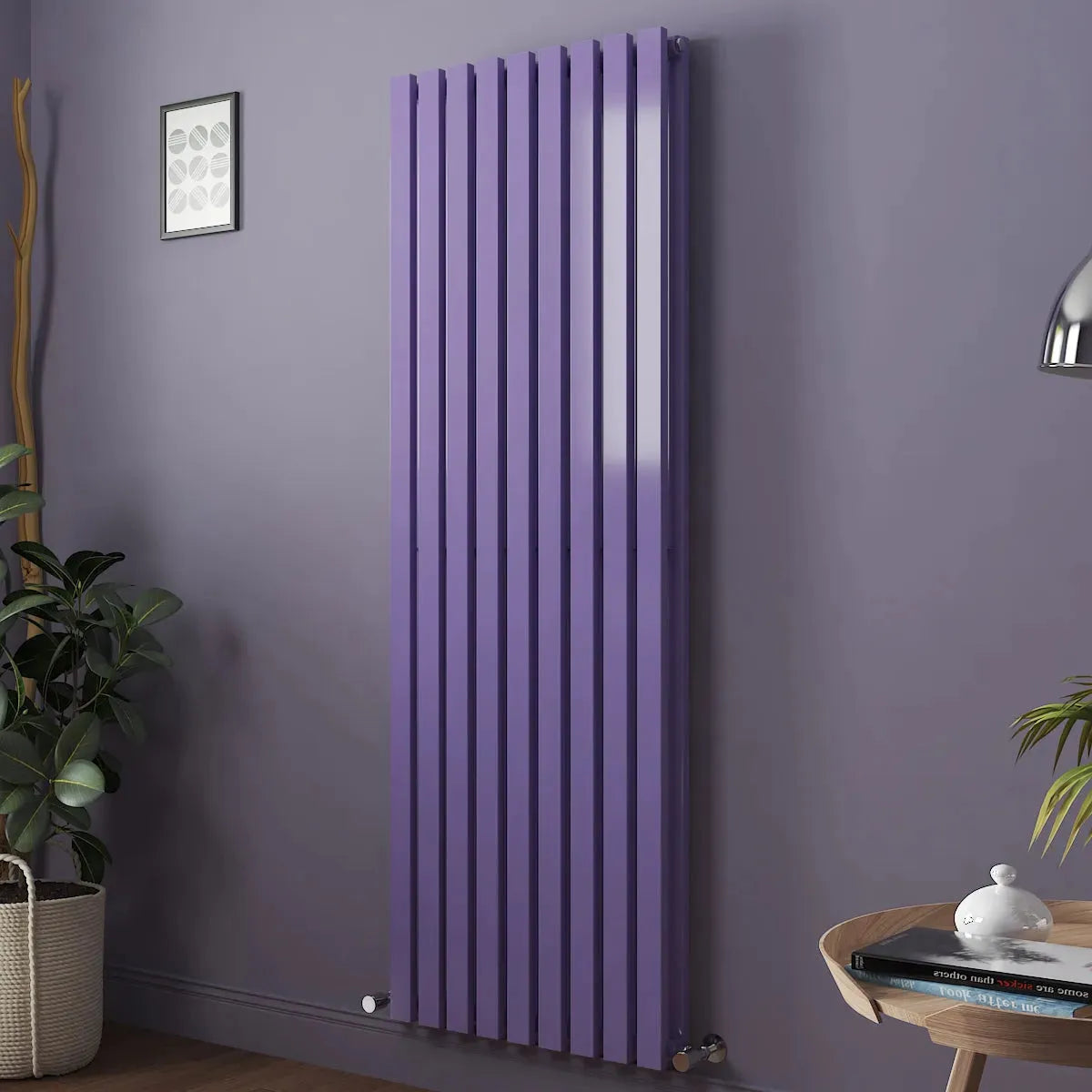 Teramo - Modern vertical flat panel radiator blue lilac