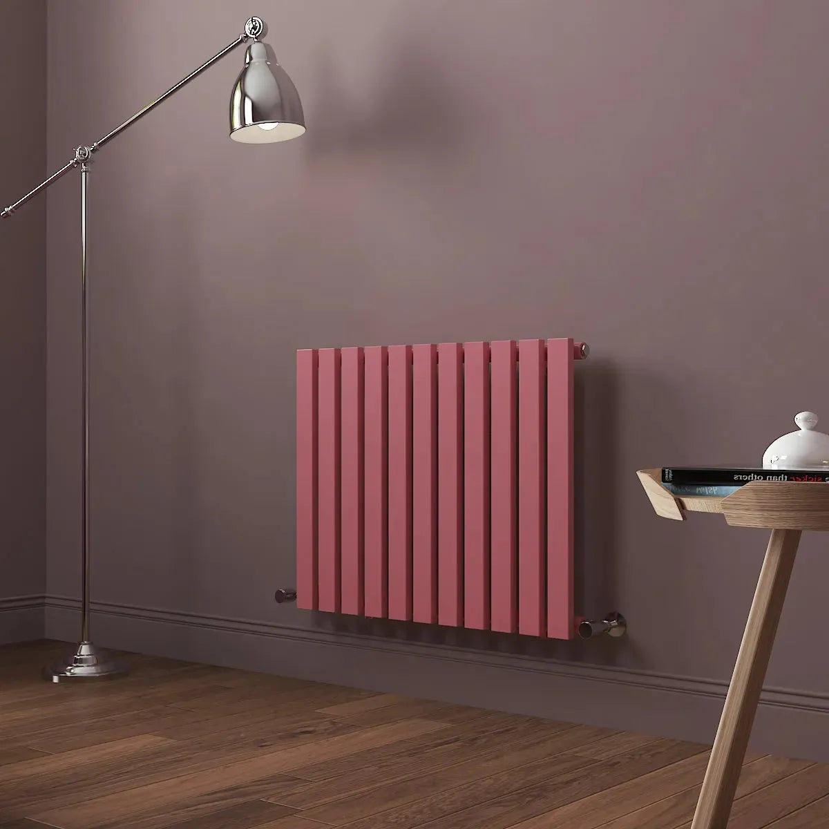 Teramo - Modern horizontal flat panel radiator light pink