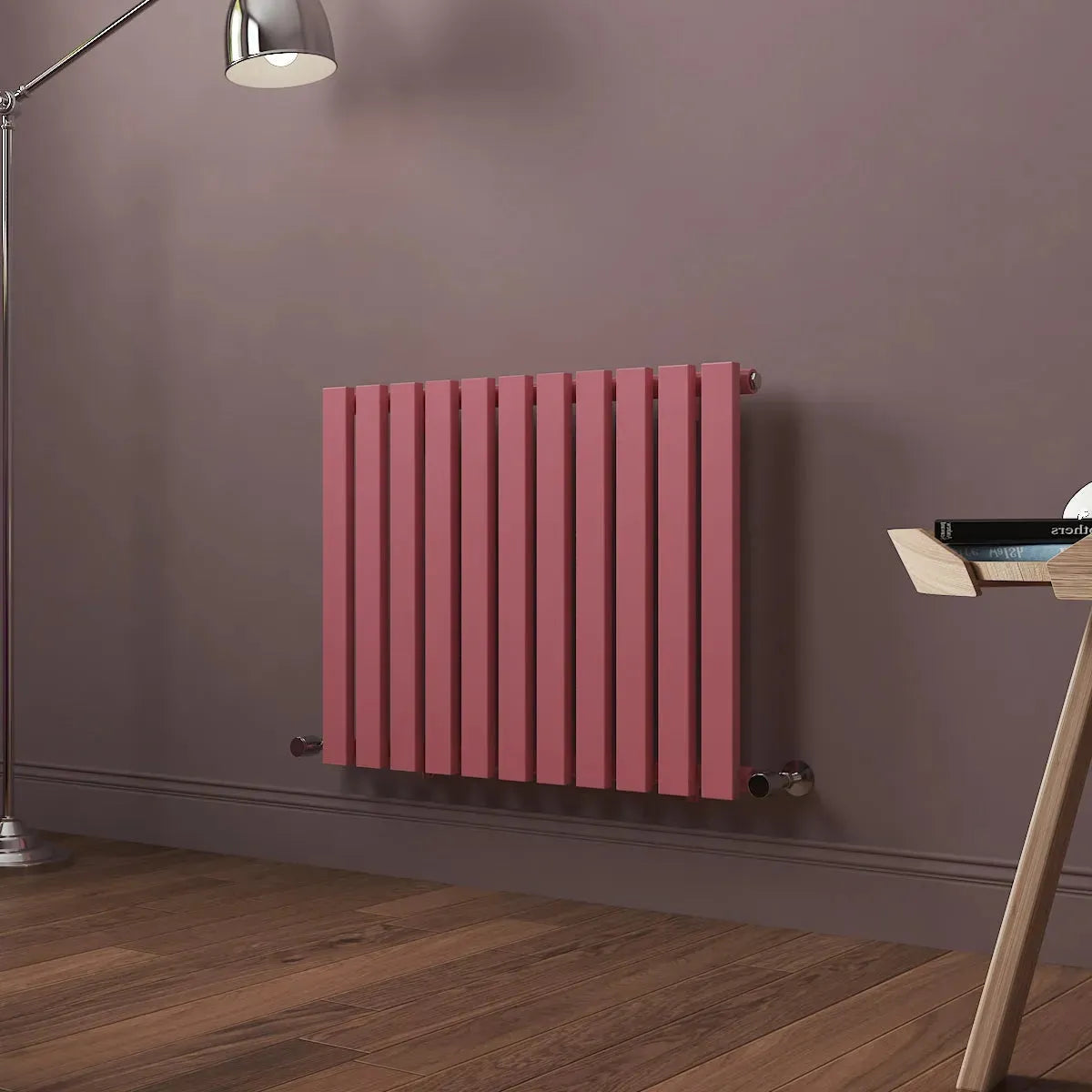 Teramo - Modern horizontal flat panel radiator light pink