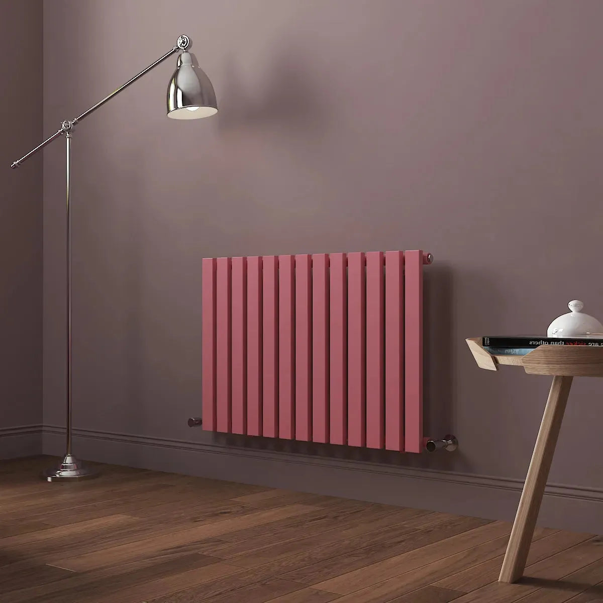 Teramo - Modern horizontal flat panel radiator light pink