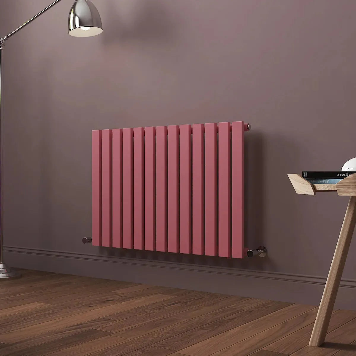 Teramo - Modern horizontal flat panel radiator light pink