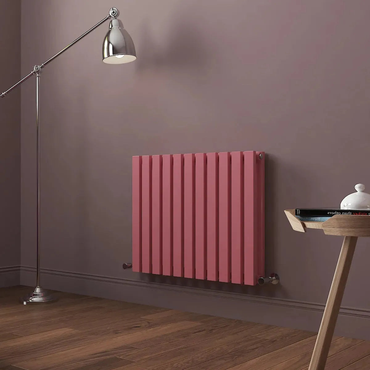 Teramo - Modern horizontal flat panel radiator light pink