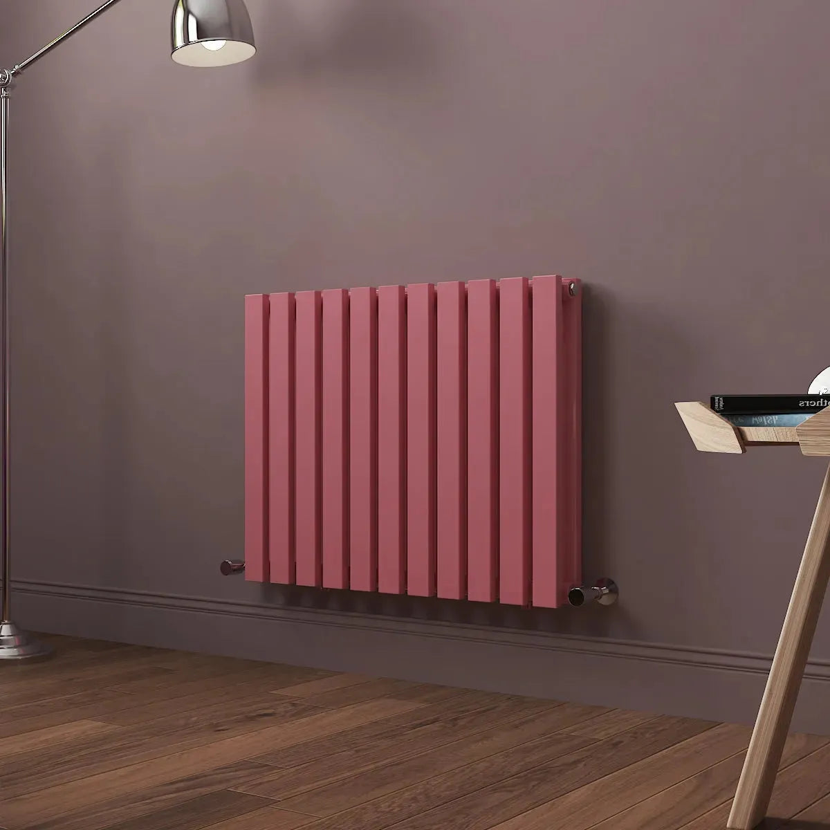 Teramo - Modern horizontal flat panel radiator light pink