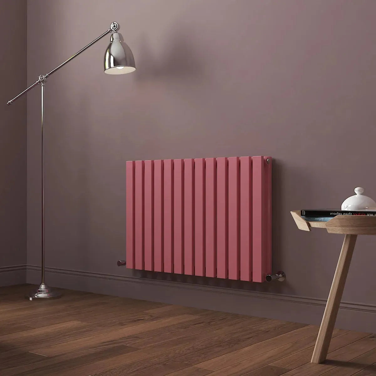 Teramo - Modern horizontal flat panel radiator light pink