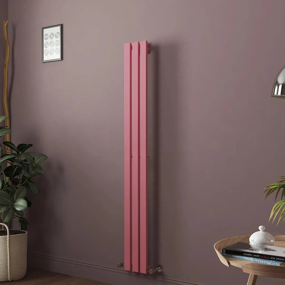 Teramo - Modern vertical flat panel radiator light pink