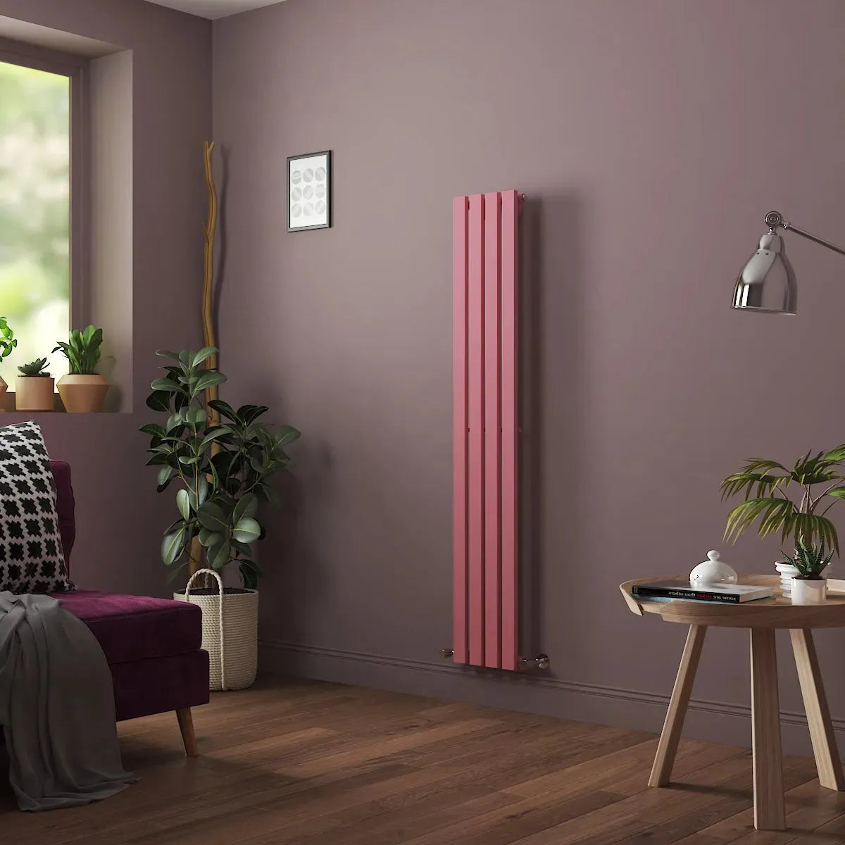 Teramo - Modern vertical flat panel radiator light pink