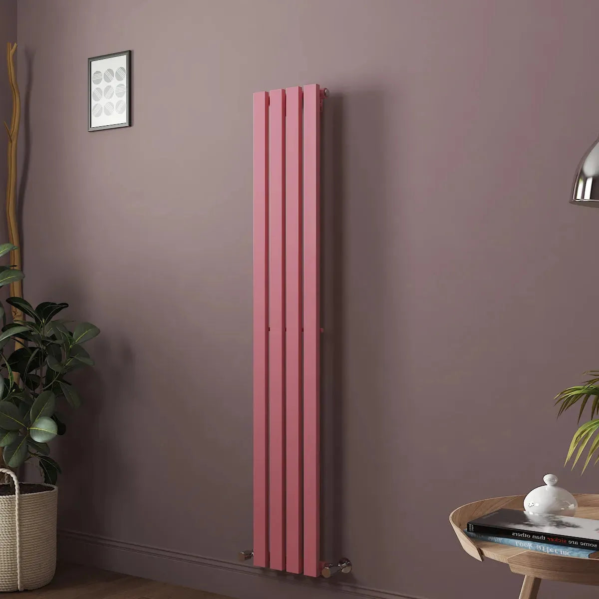 Teramo - Modern vertical flat panel radiator light pink