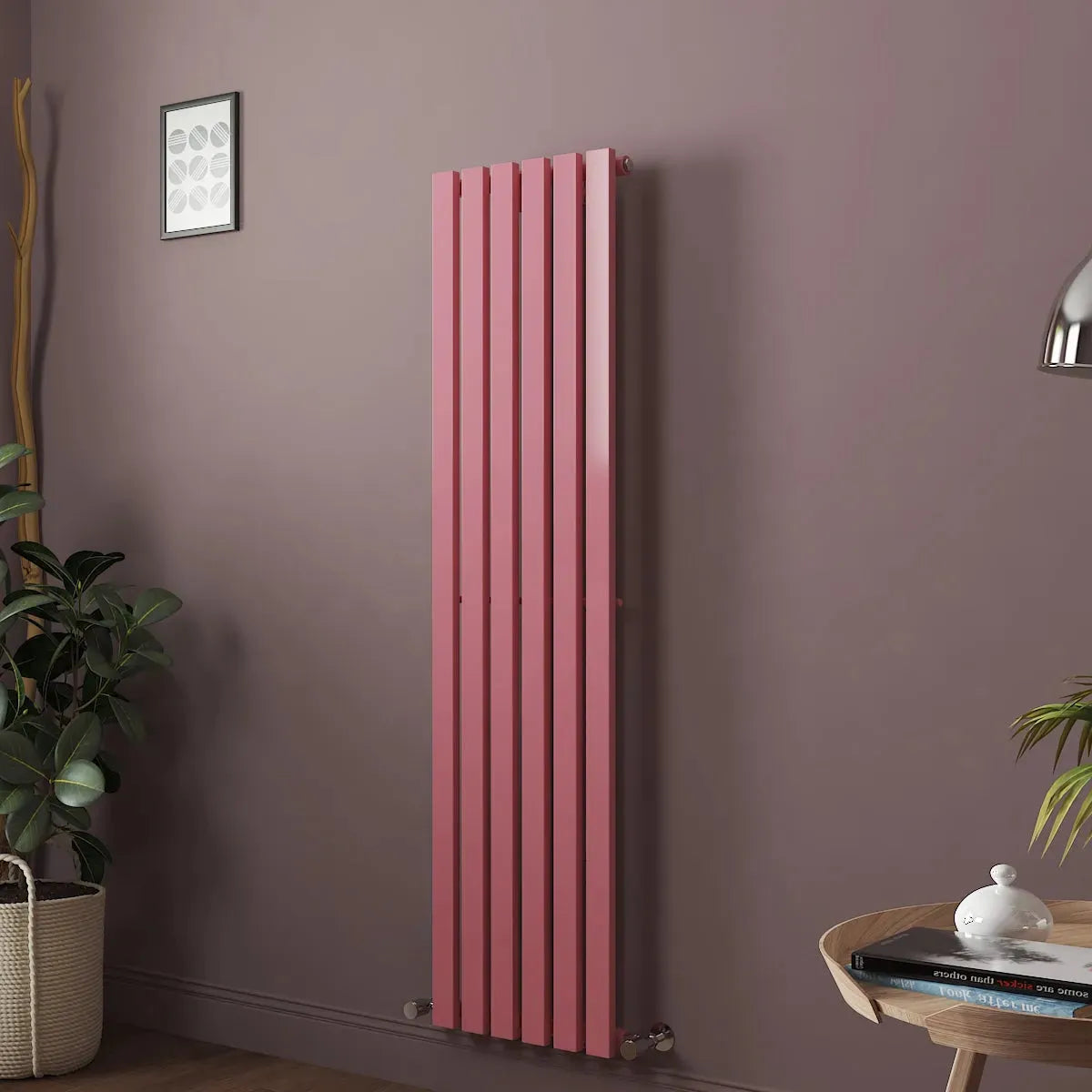 Teramo - Modern vertical flat panel radiator light pink