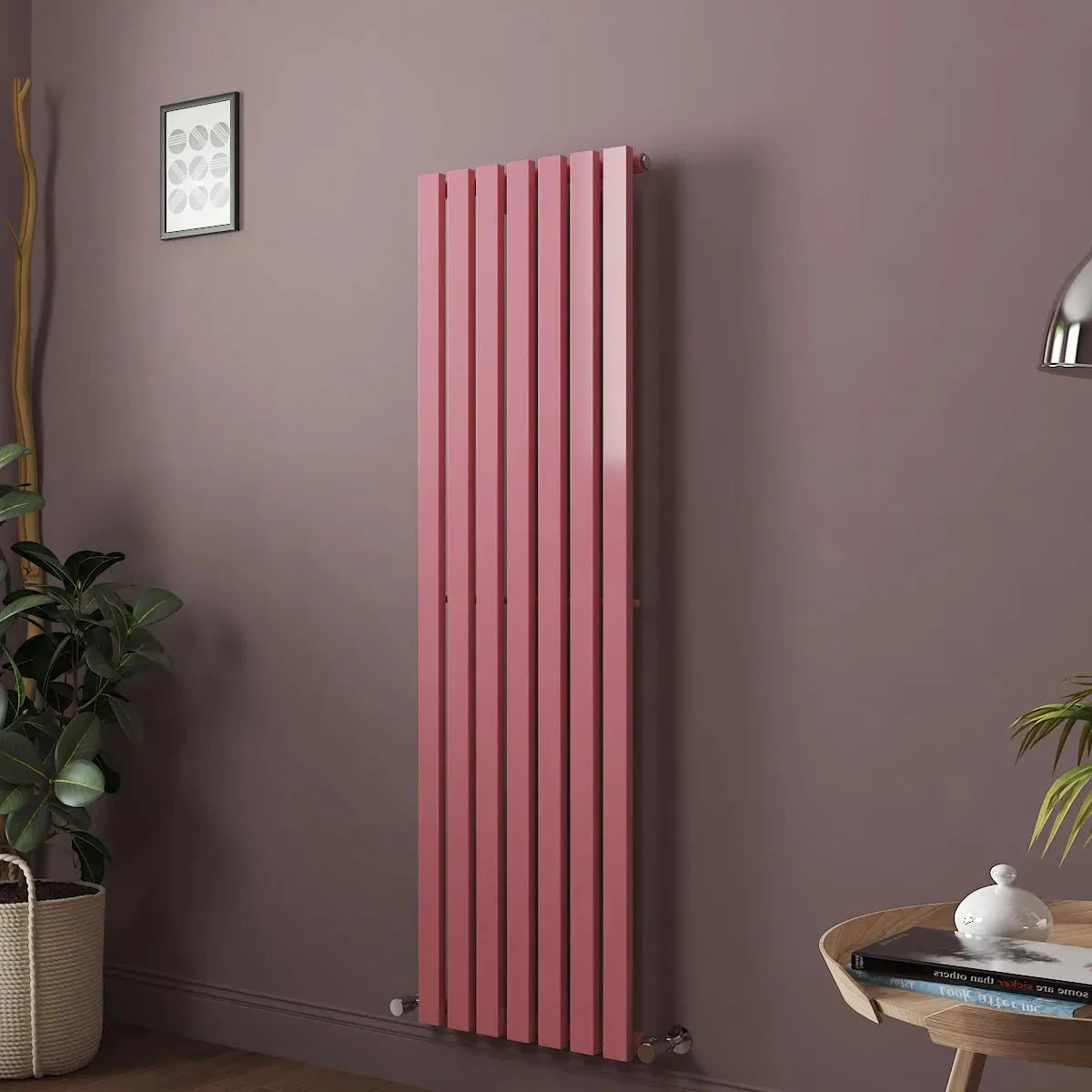 Teramo - Modern vertical flat panel radiator light pink