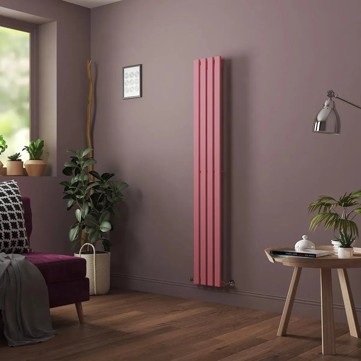 Teramo - Modern vertical flat panel radiator light pink