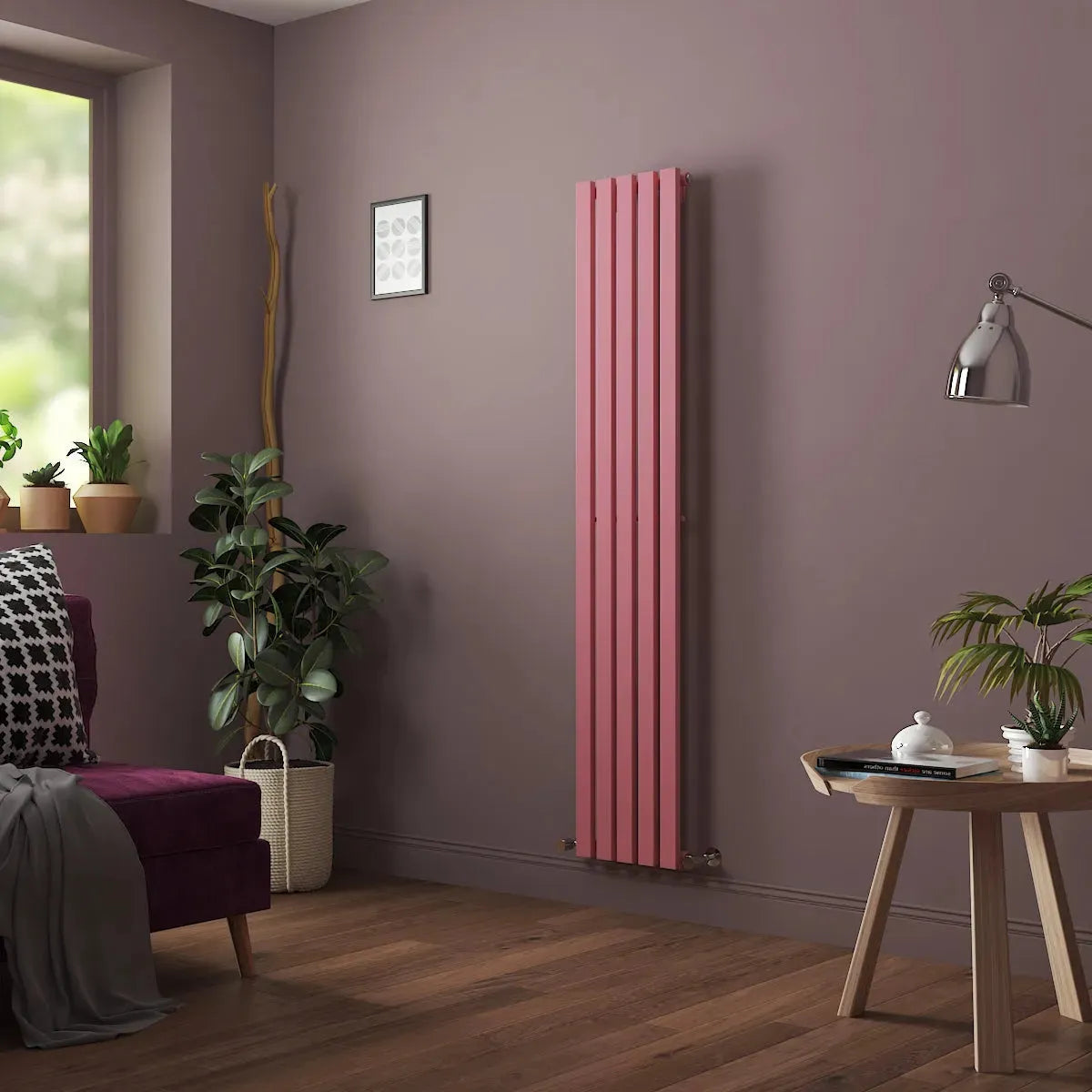 Teramo - Modern vertical flat panel radiator light pink