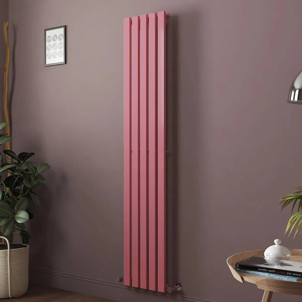 Teramo - Modern vertical flat panel radiator light pink