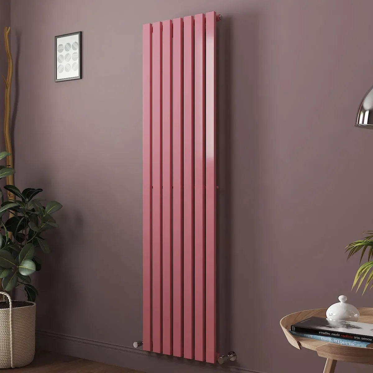 Teramo - Modern vertical flat panel radiator light pink