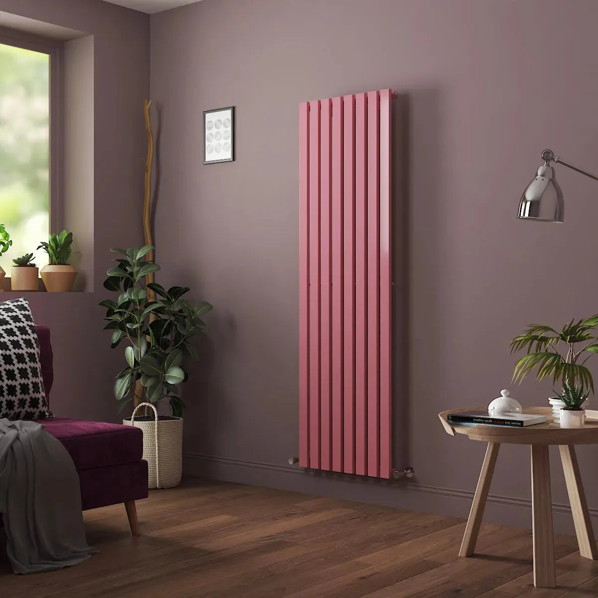 Teramo - Modern vertical flat panel radiator light pink