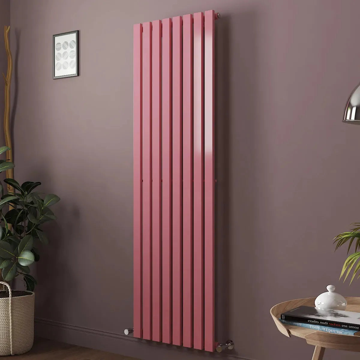 Teramo - Modern vertical flat panel radiator light pink