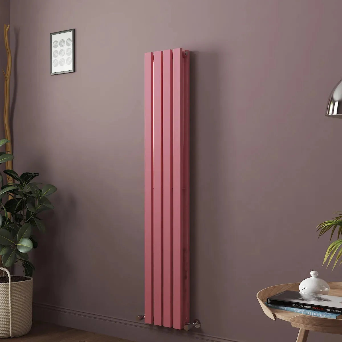 Teramo - Modern vertical flat panel radiator light pink