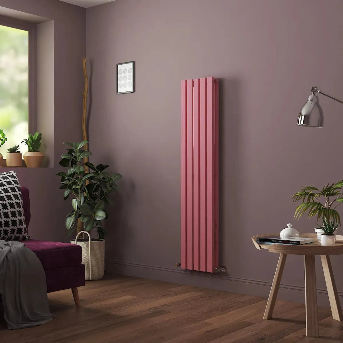 Teramo - Modern vertical flat panel radiator light pink