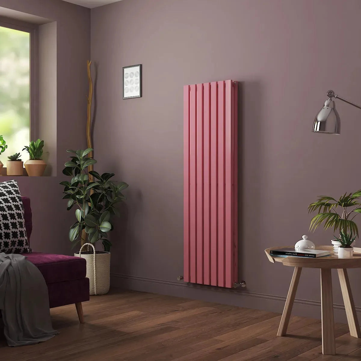 Teramo - Modern vertical flat panel radiator light pink