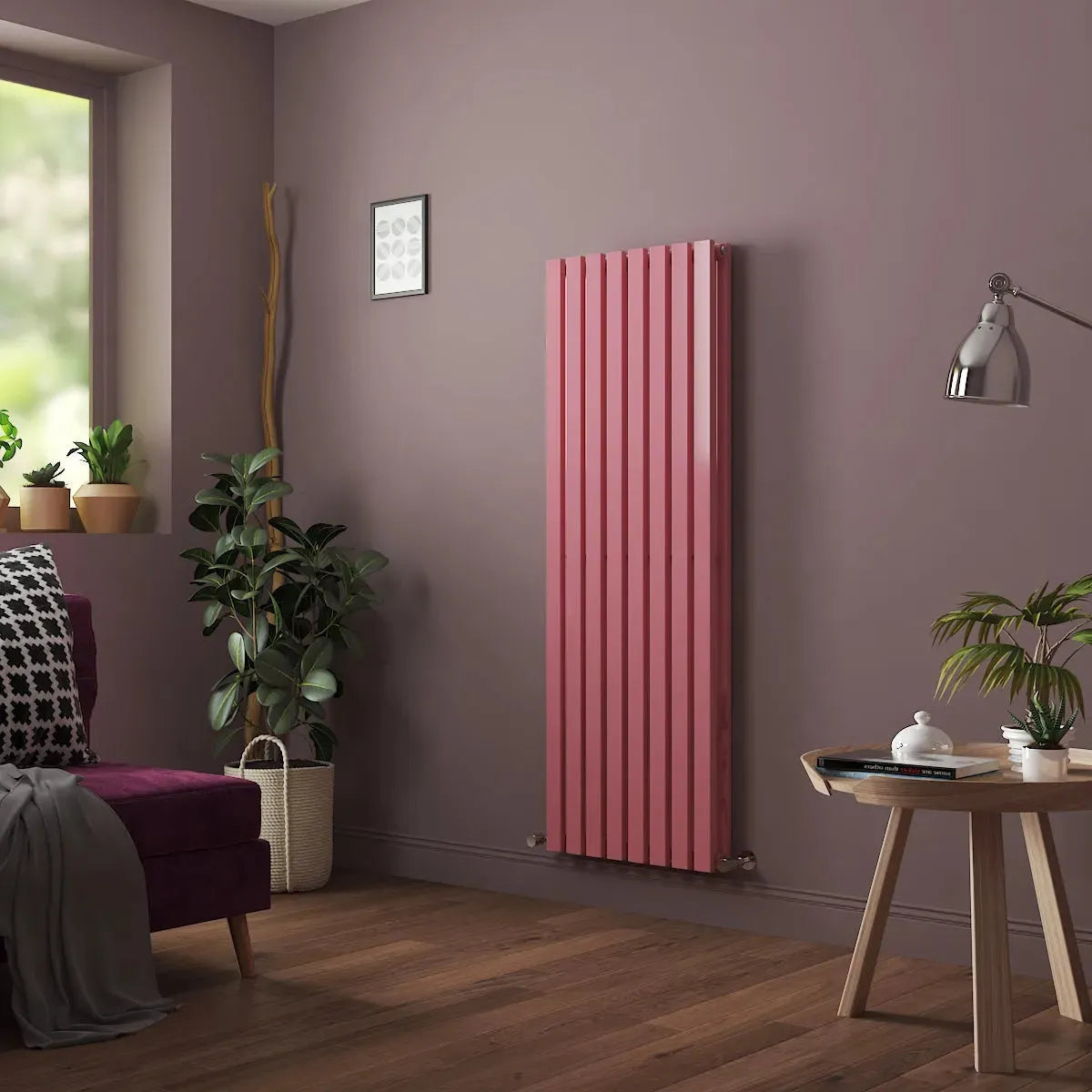 Teramo - Modern vertical flat panel radiator light pink