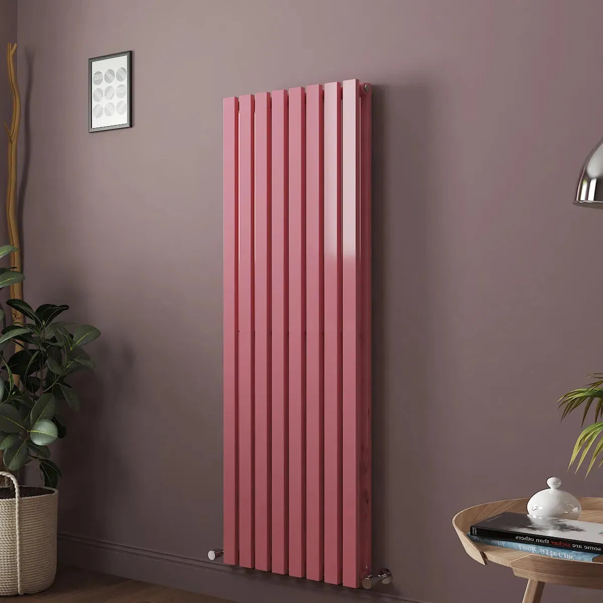 Teramo - Modern vertical flat panel radiator light pink