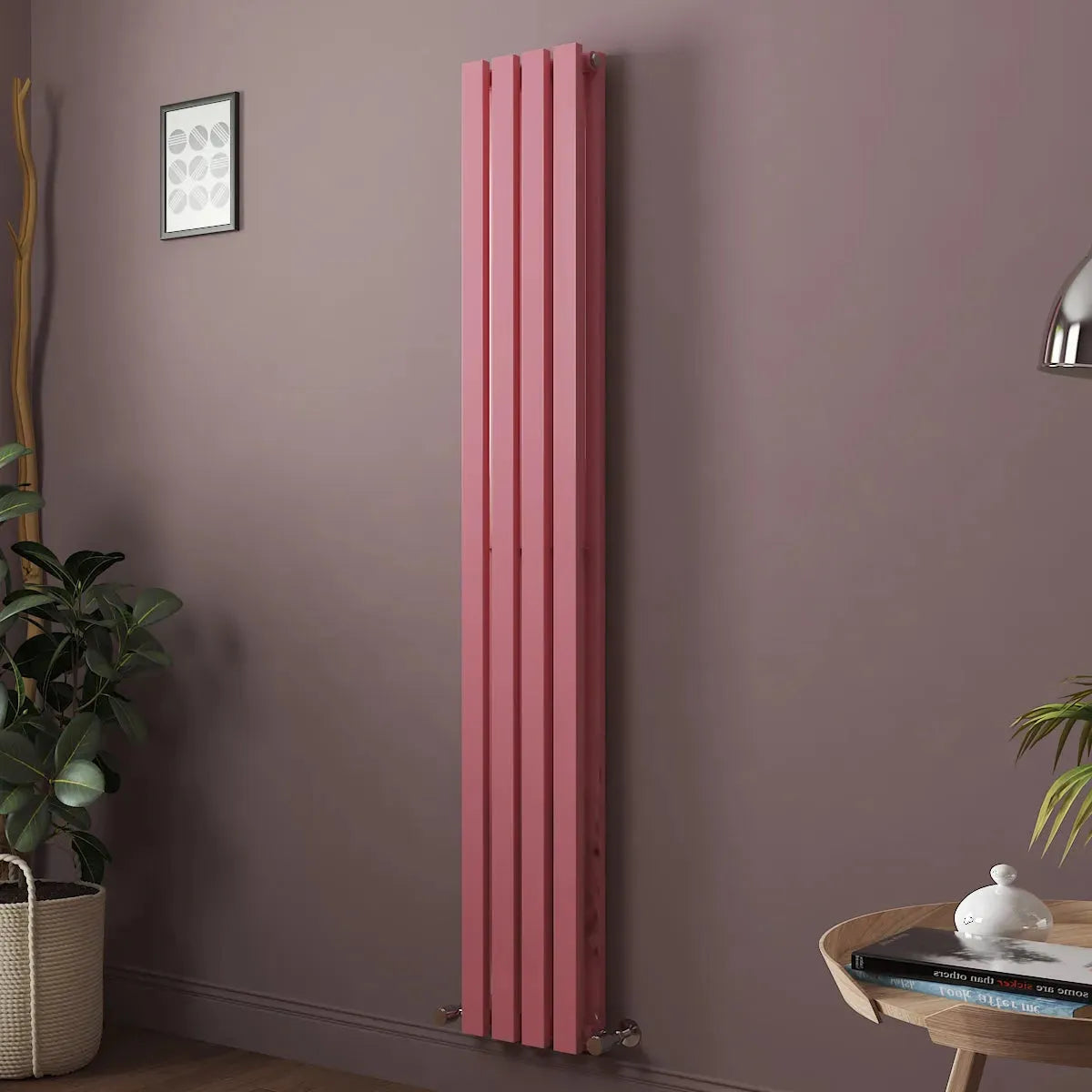 Teramo - Modern vertical flat panel radiator light pink