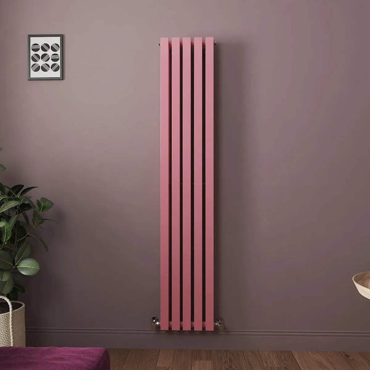 Teramo - Modern vertical flat panel radiator light pink