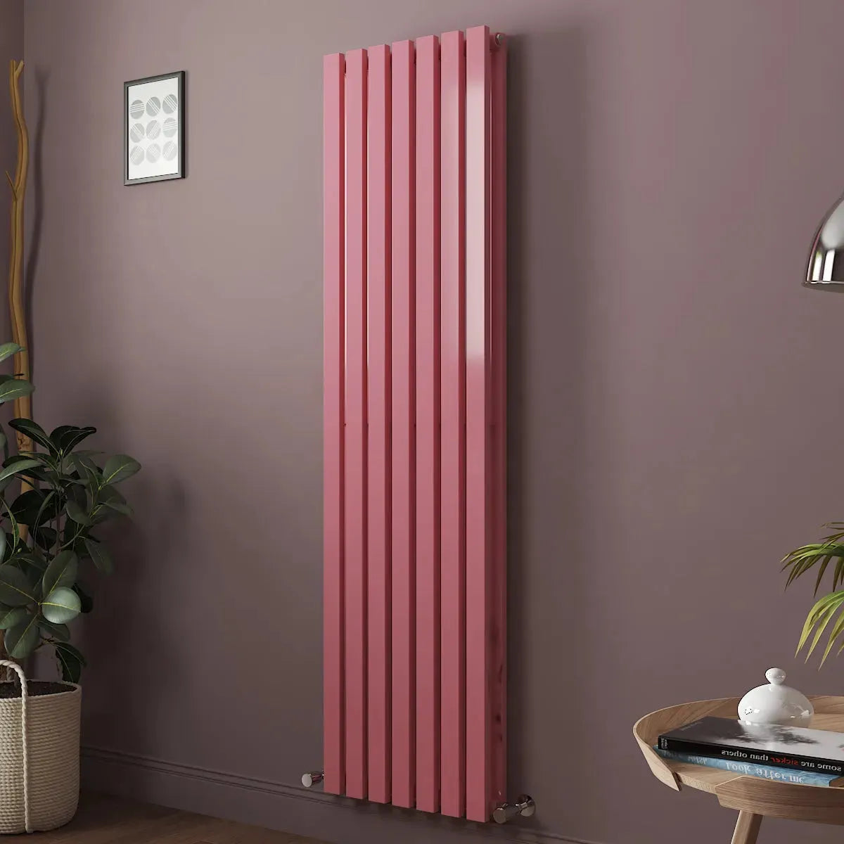 Teramo - Modern vertical flat panel radiator light pink