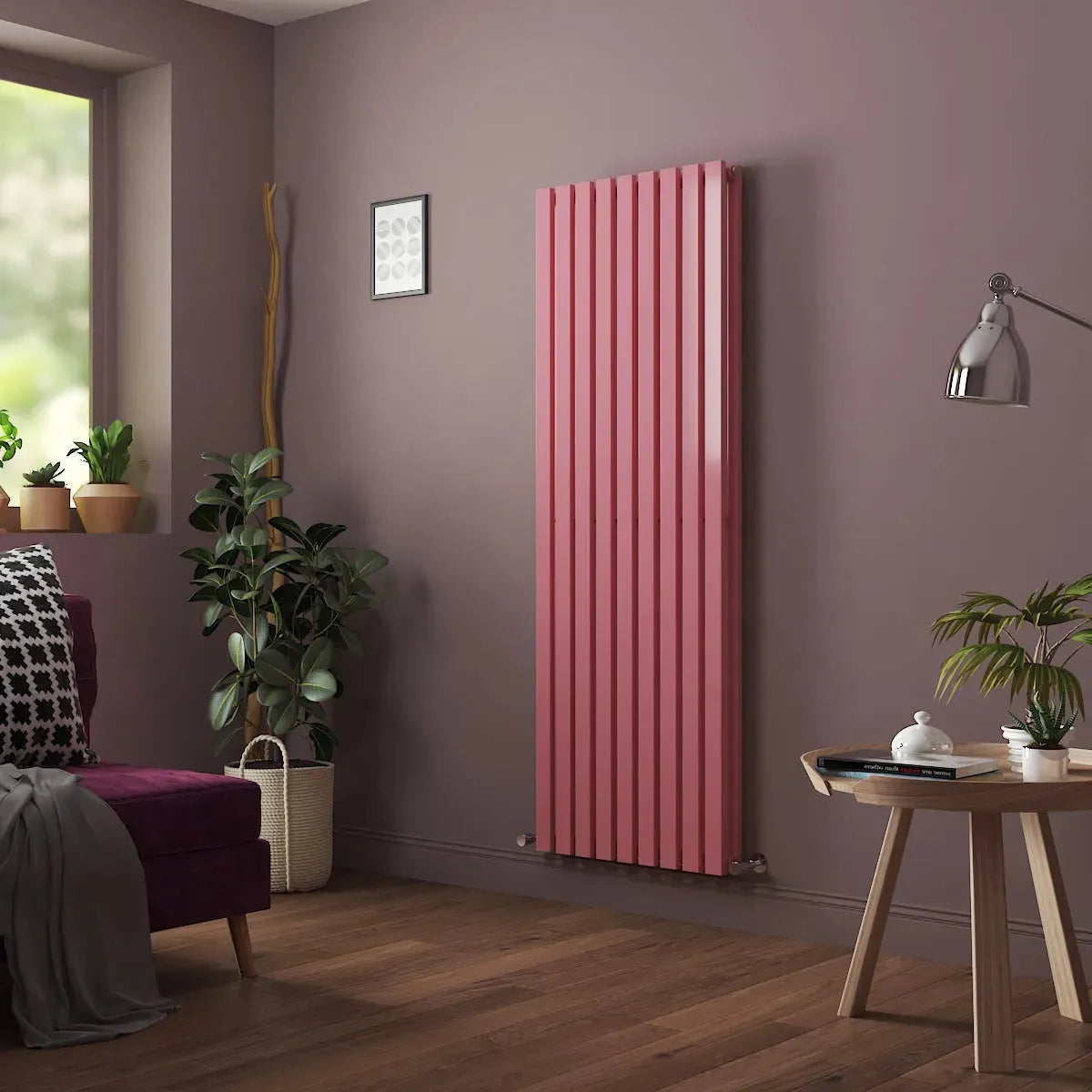 Teramo - Modern vertical flat panel radiator light pink