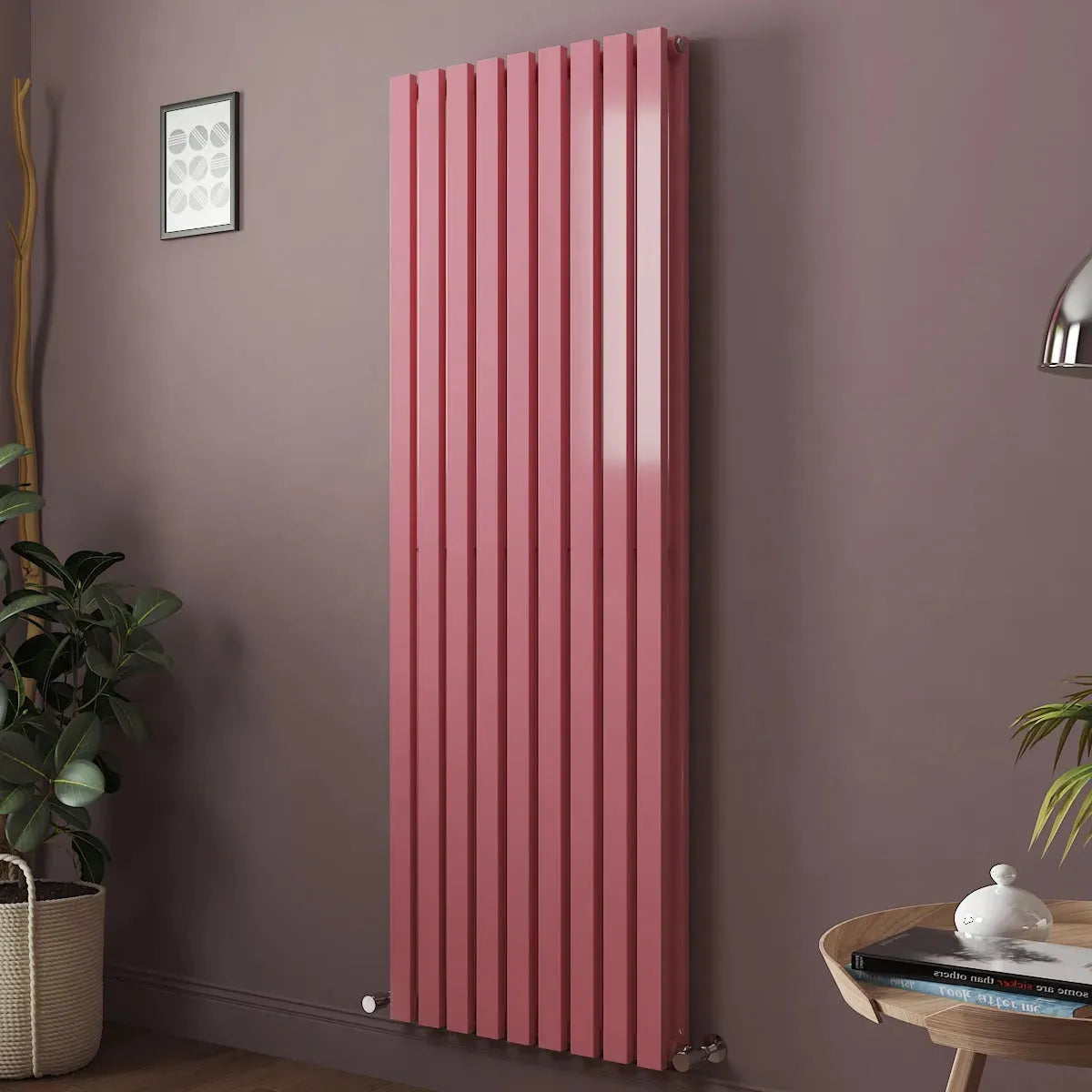 Teramo - Modern vertical flat panel radiator light pink