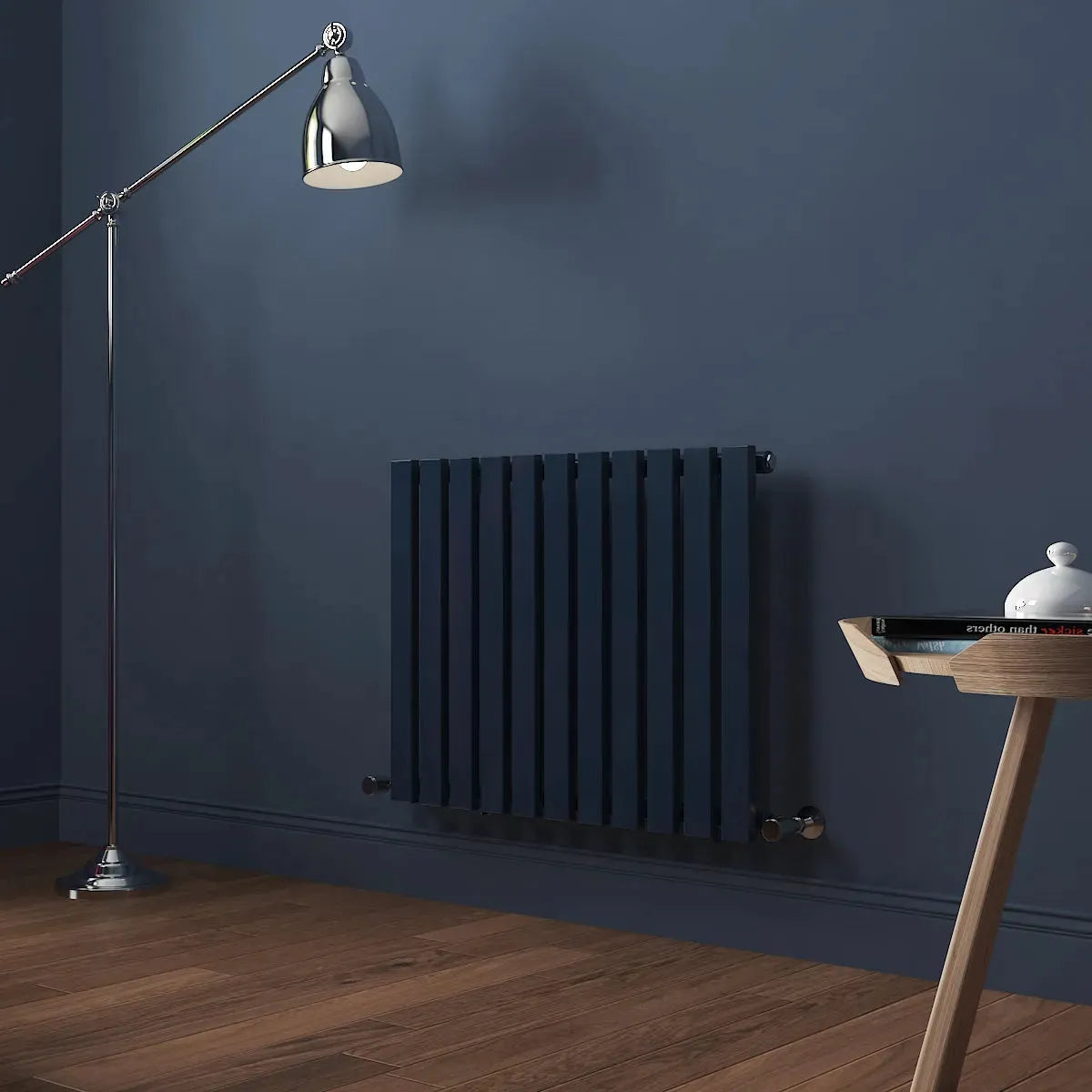 Teramo - Modern horizontal flat panel radiator sapphire blue