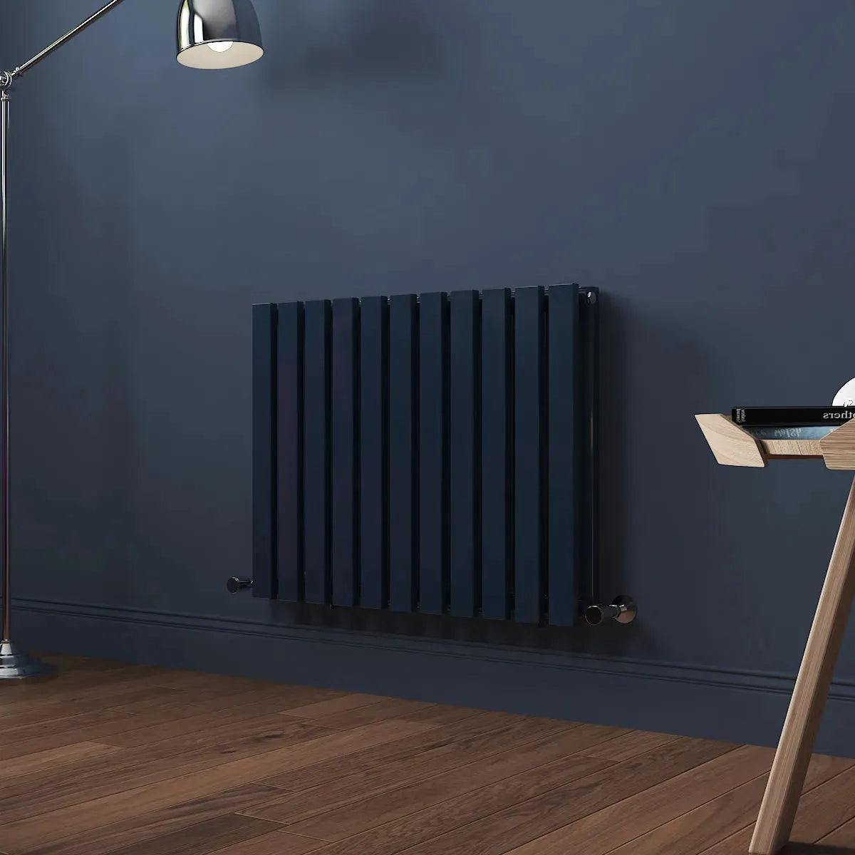 Teramo - Modern horizontal flat panel radiator sapphire blue