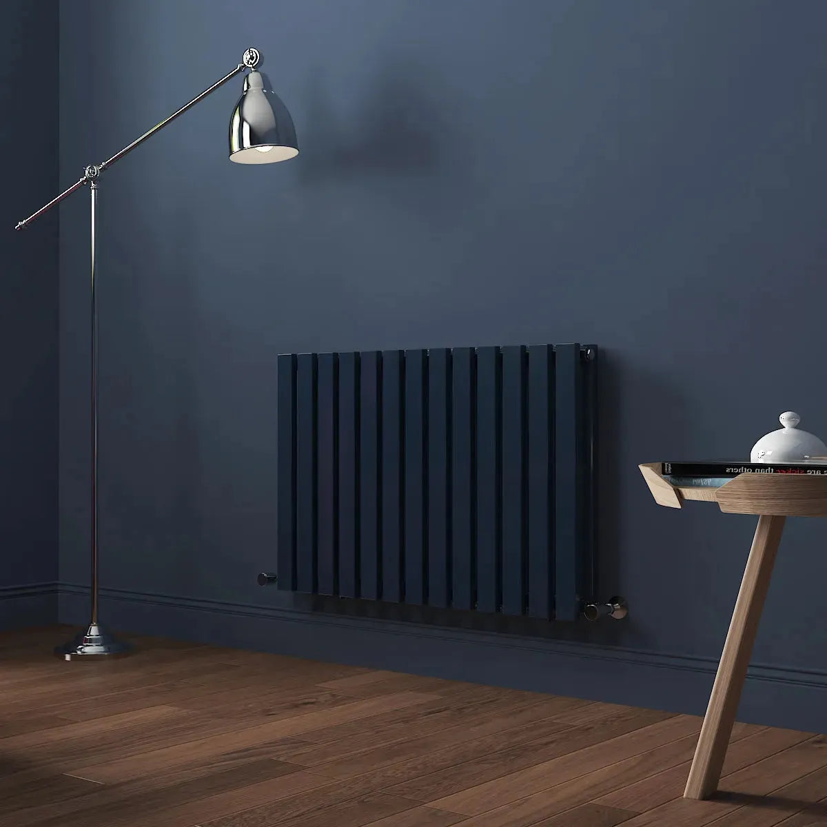 Teramo - Modern horizontal flat panel radiator sapphire blue