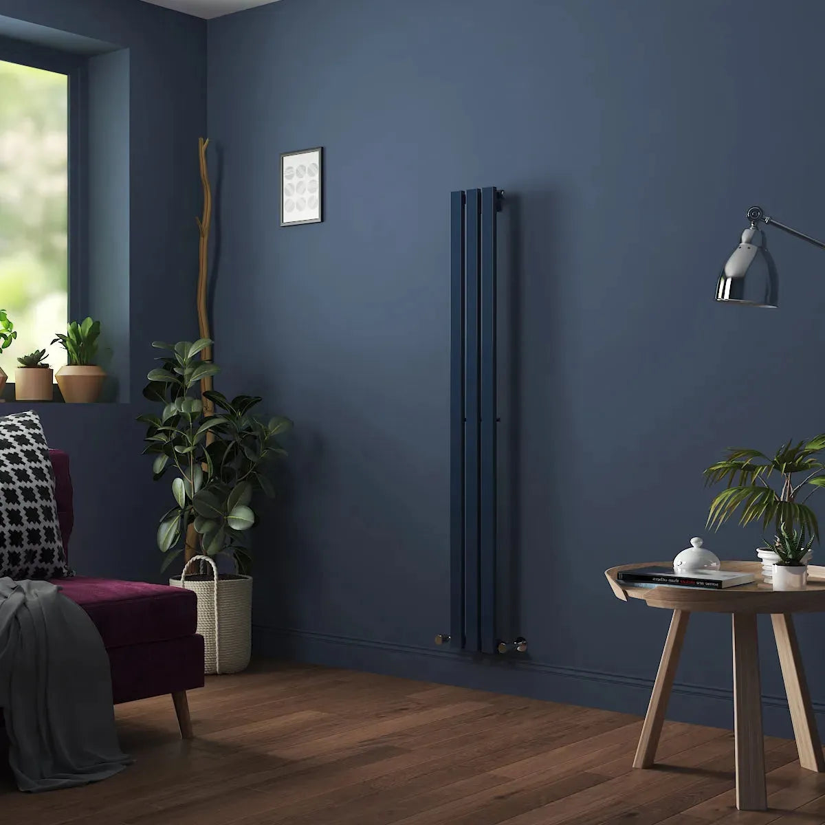 Teramo - Modern vertical flat panel radiator sapphire blue