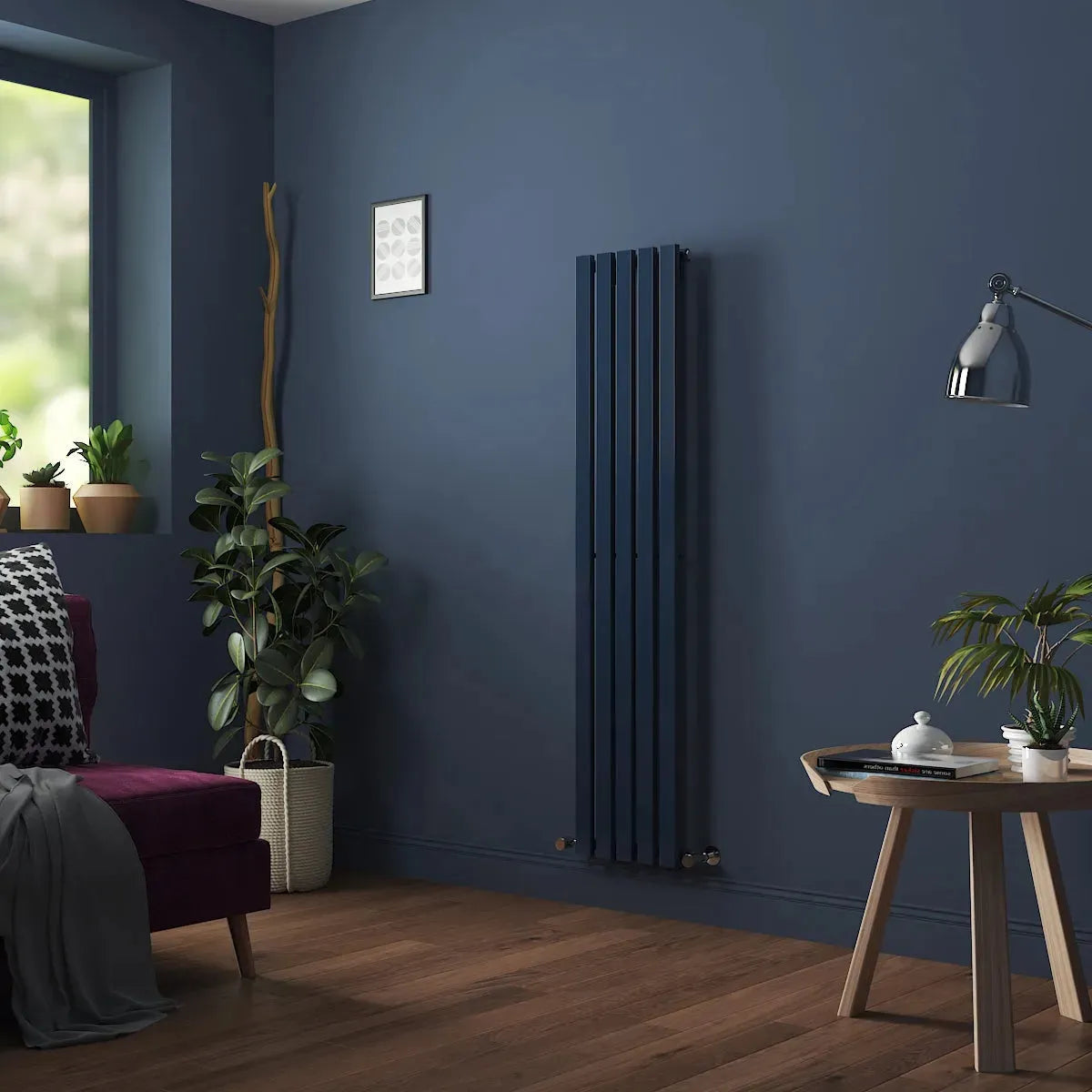 Teramo - Modern vertical flat panel radiator sapphire blue