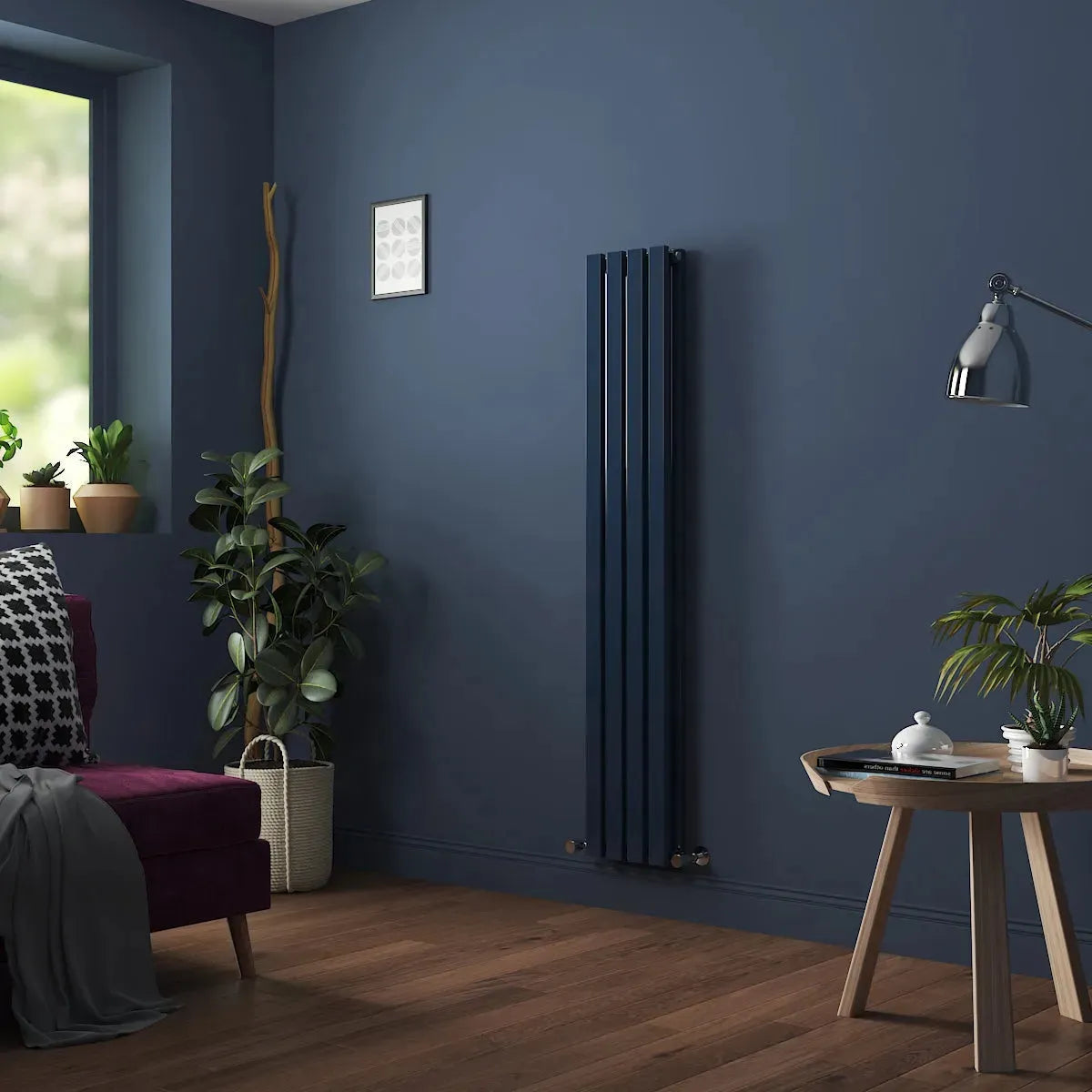 Teramo - Modern vertical flat panel radiator sapphire blue