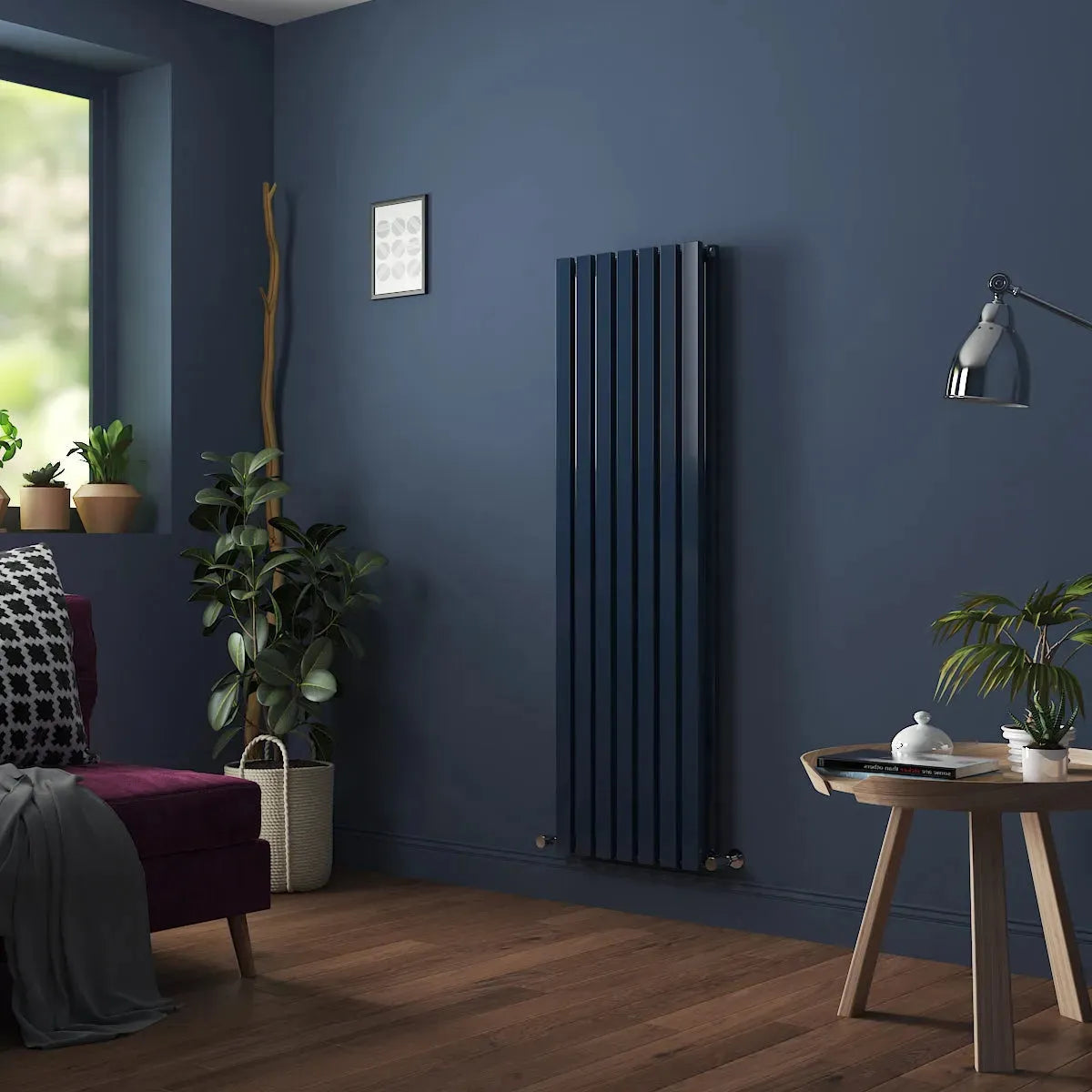 Teramo - Modern vertical flat panel radiator sapphire blue