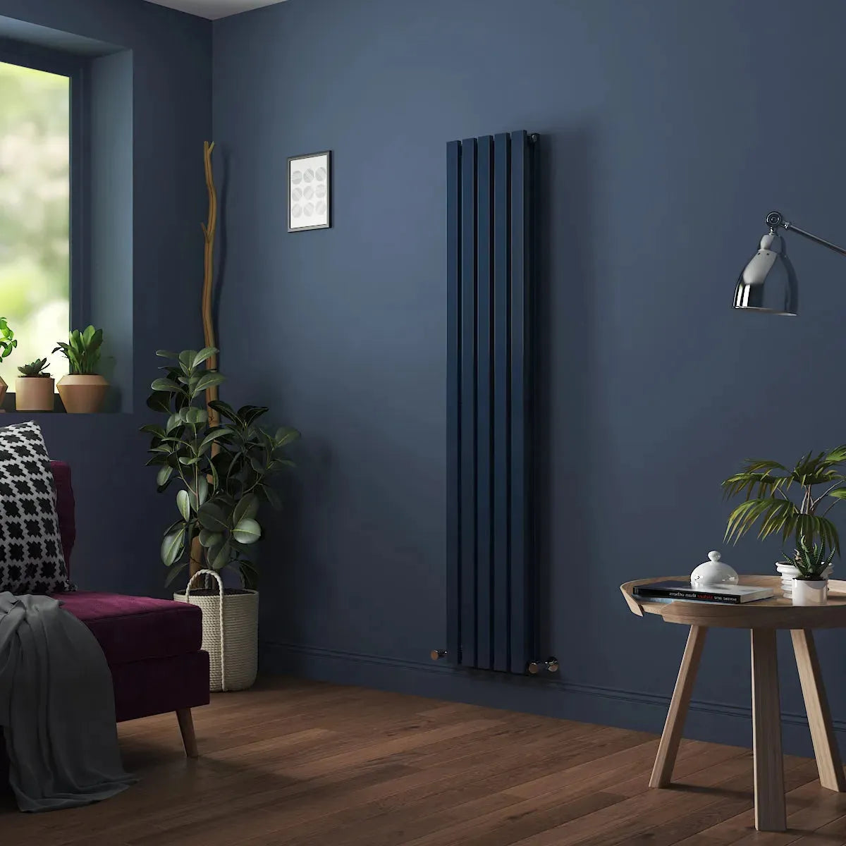 Teramo - Modern vertical flat panel radiator sapphire blue