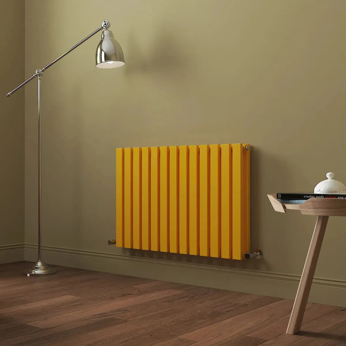 Teramo - Modern horizontal flat panel radiator zinc yellow