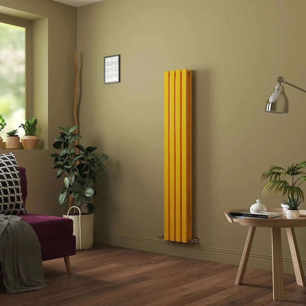 Teramo - Modern vertical flat panel radiator zinc yellow