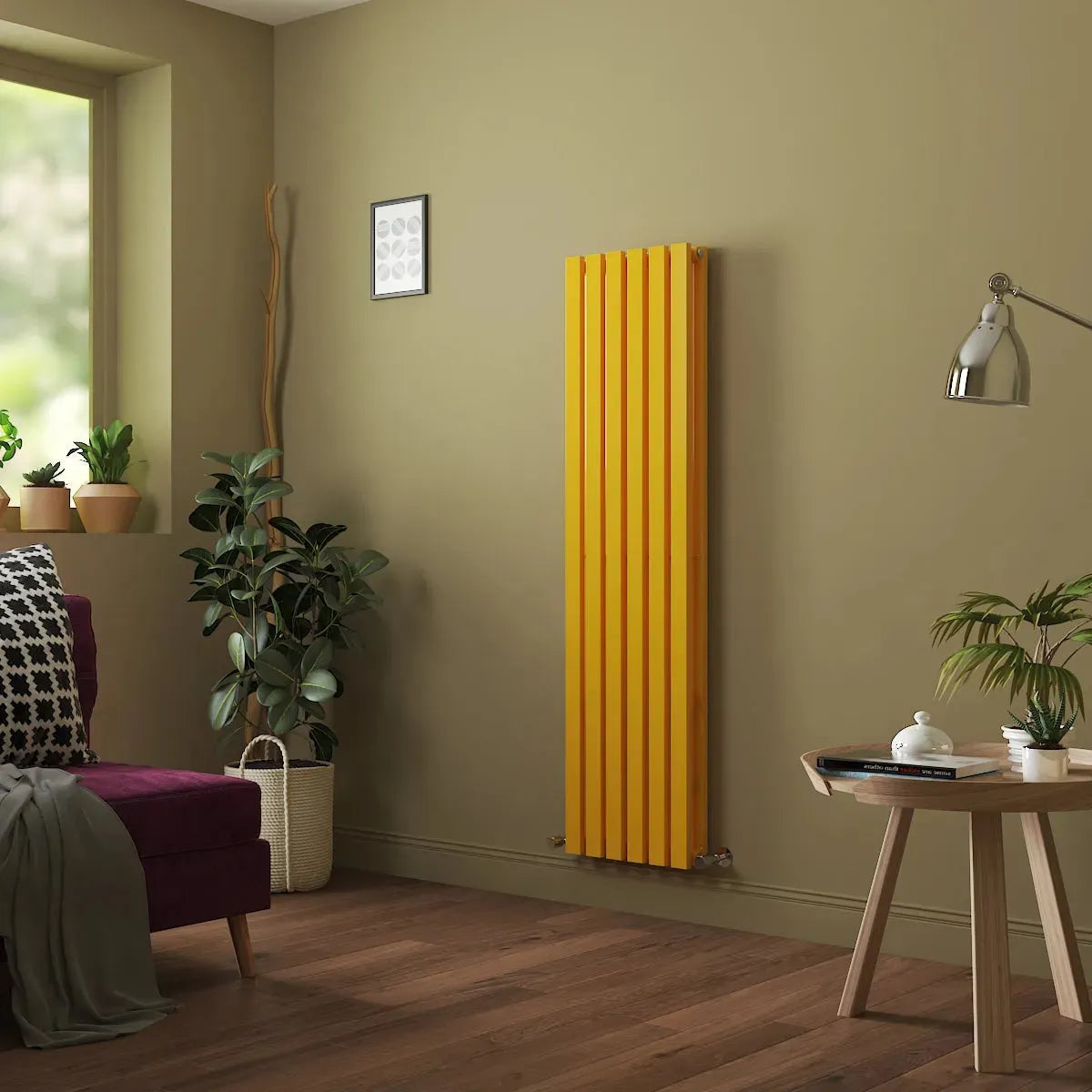 Teramo - Modern vertical flat panel radiator zinc yellow