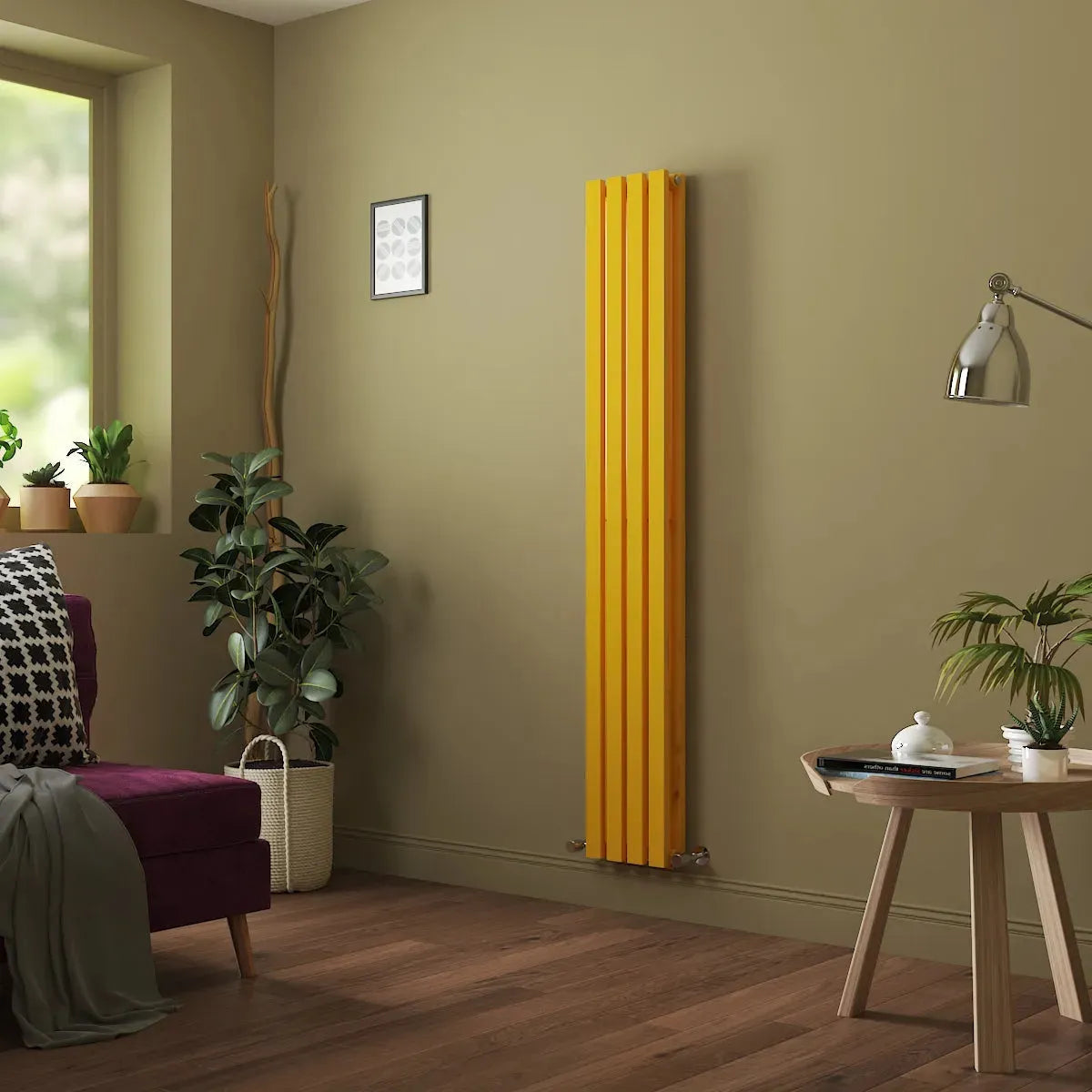 Teramo - Modern vertical flat panel radiator zinc yellow