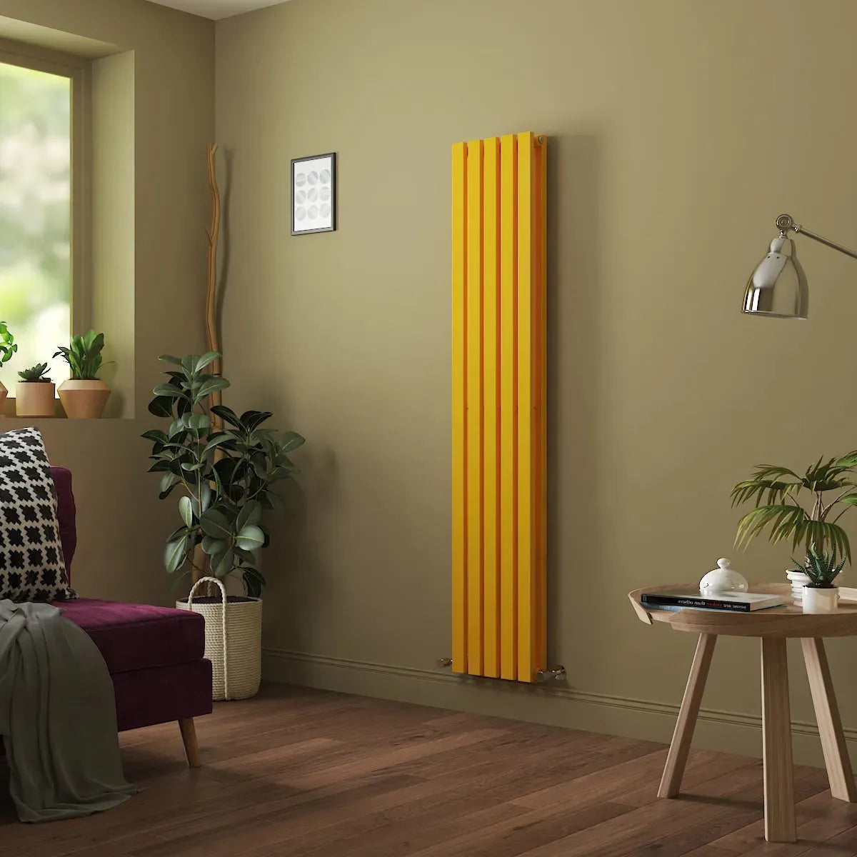 Teramo - Modern vertical flat panel radiator zinc yellow