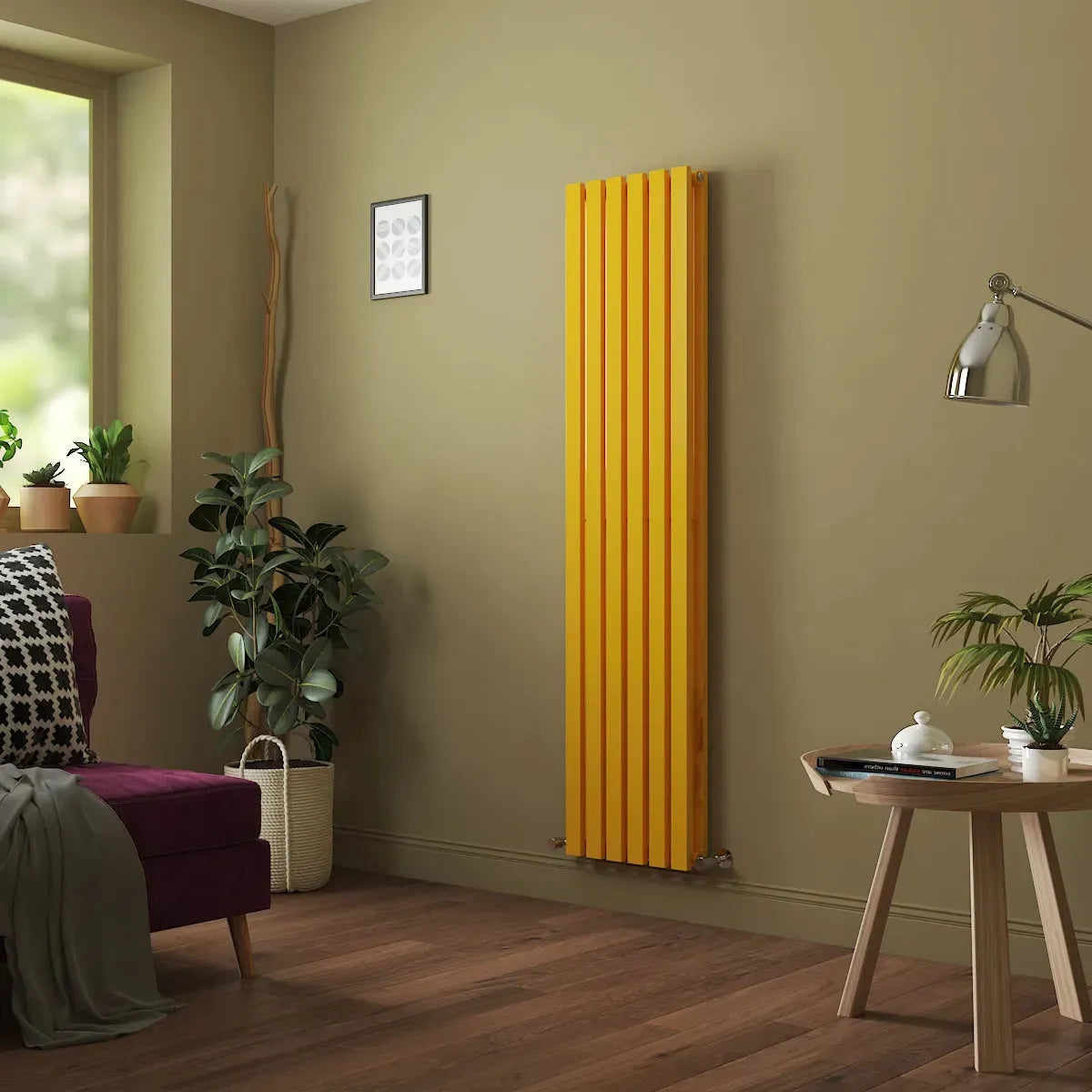 Teramo - Modern vertical flat panel radiator zinc yellow