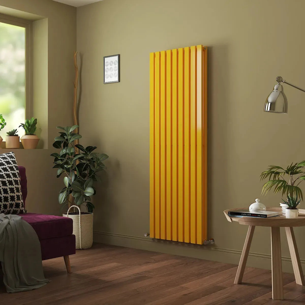 Teramo - Modern vertical flat panel radiator zinc yellow