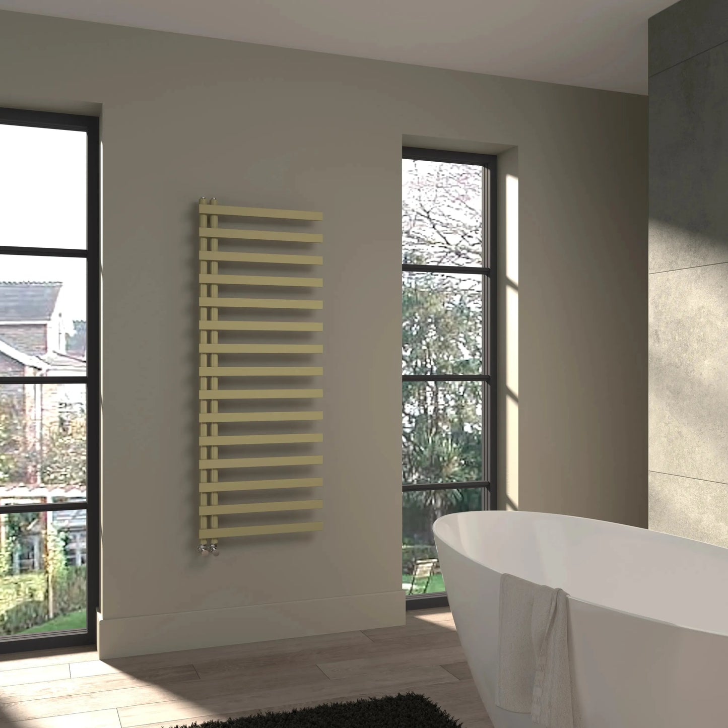 Belluno - Designer heated towel rail brushed brass - Warmthology