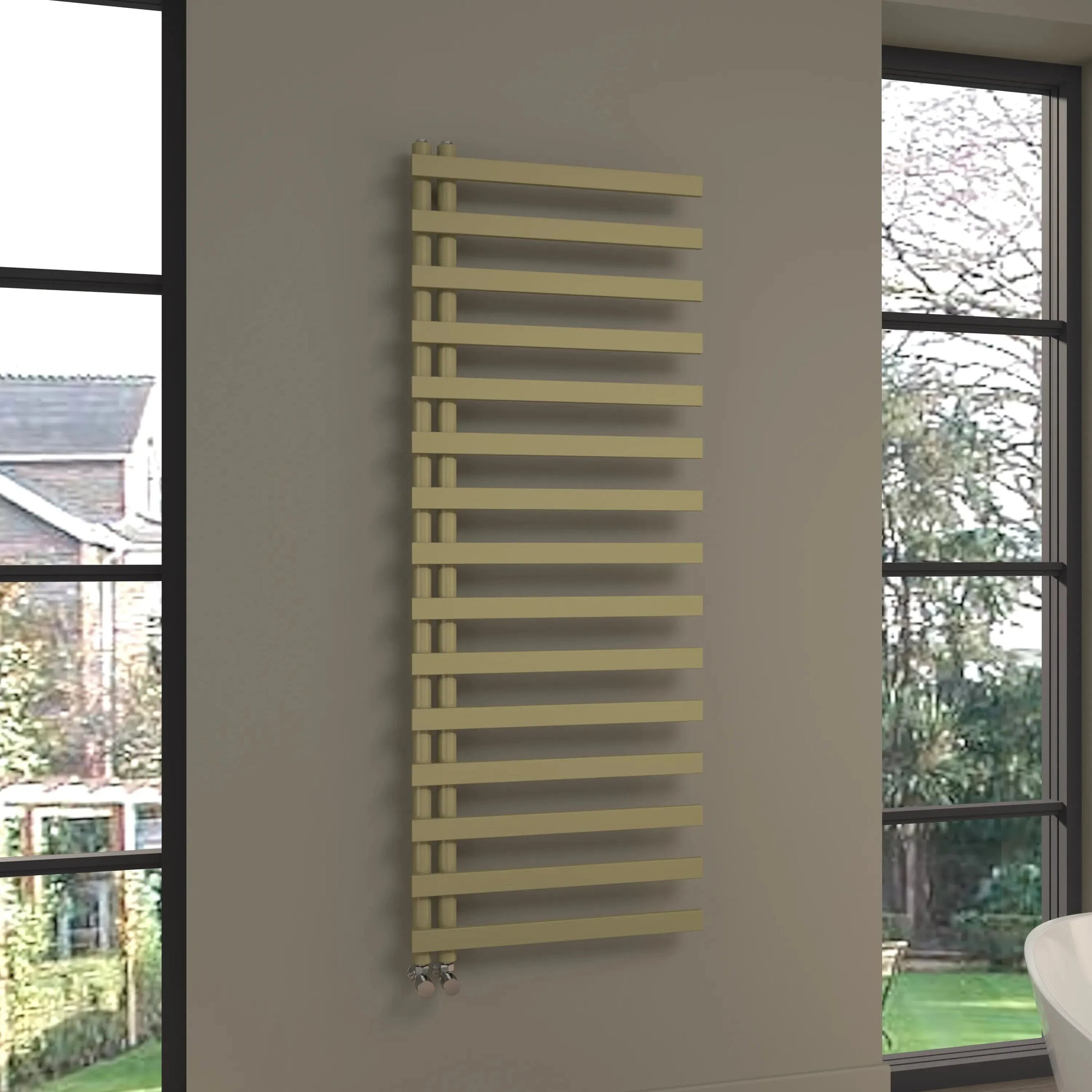 Belluno - Designer heated towel rail brushed brass - Warmthology