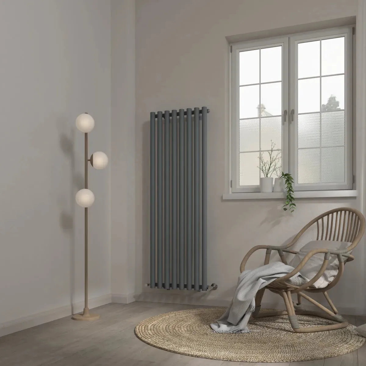 Comiso - Modern vertical round tube radiator anthracite - Warmthology