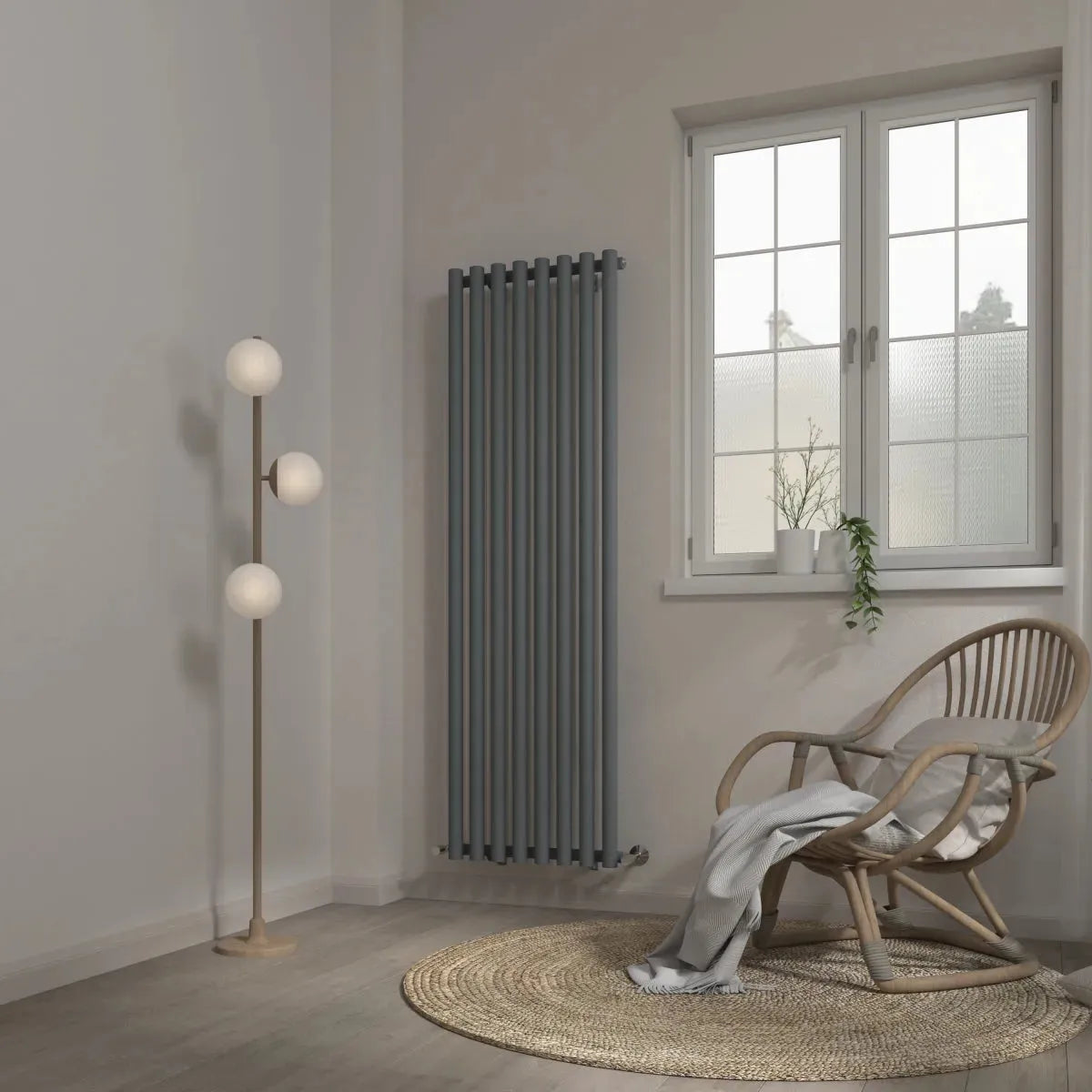 Comiso - Modern vertical round tube radiator anthracite - Warmthology