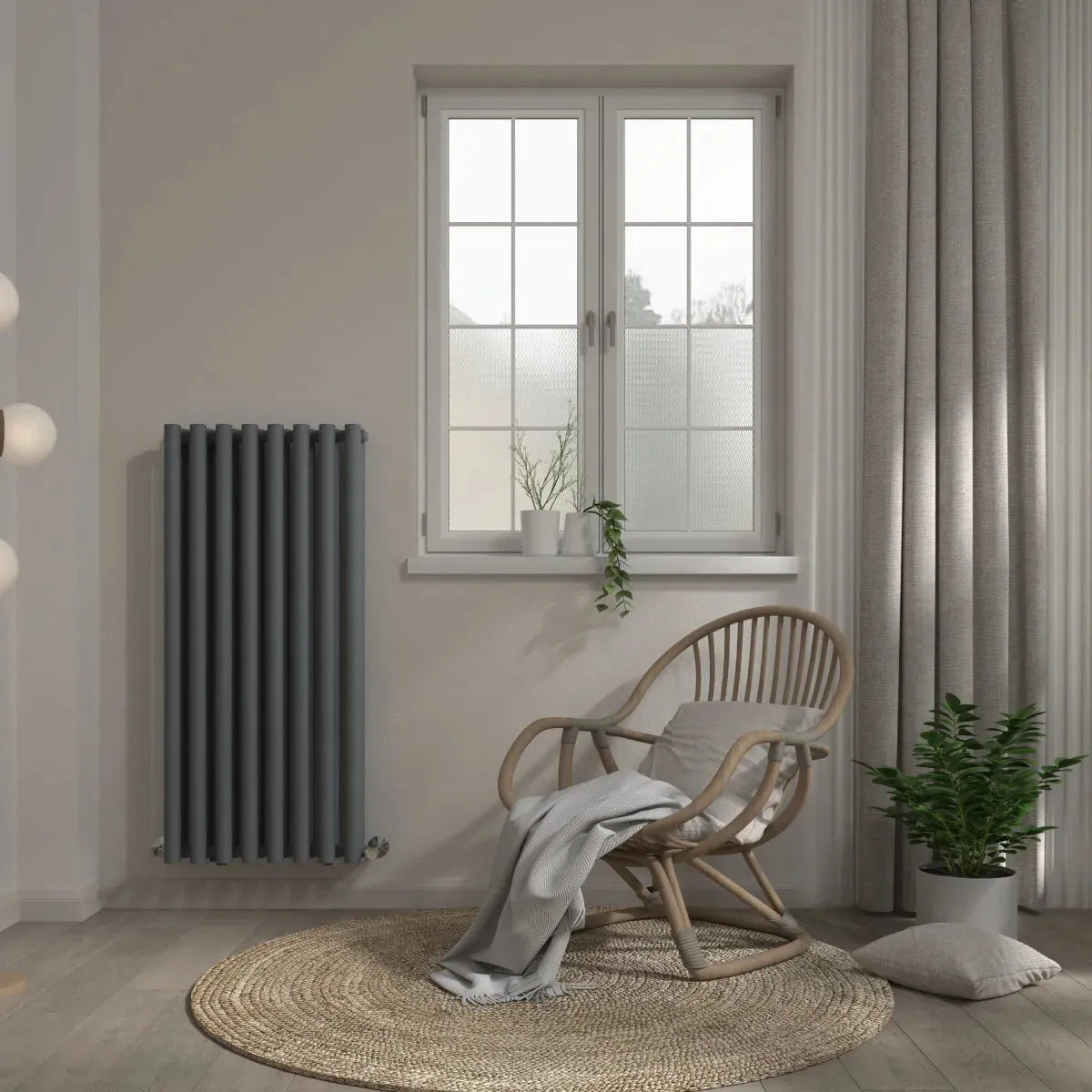 Comiso - Modern vertical round tube radiator anthracite - Warmthology