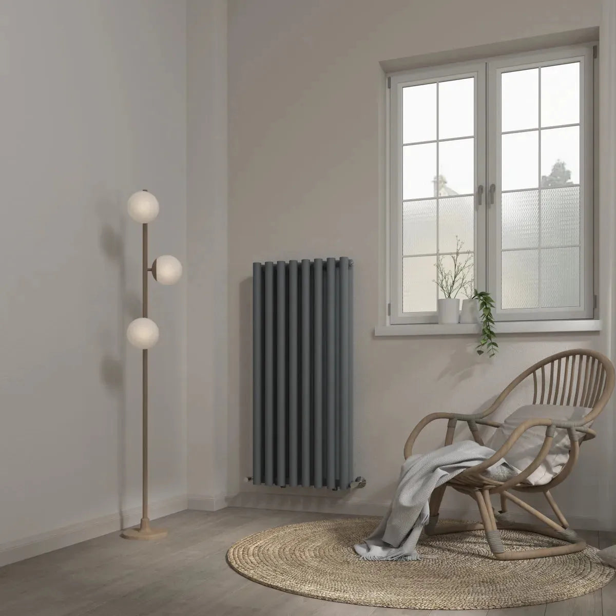 Comiso - Modern vertical round tube radiator anthracite - Warmthology